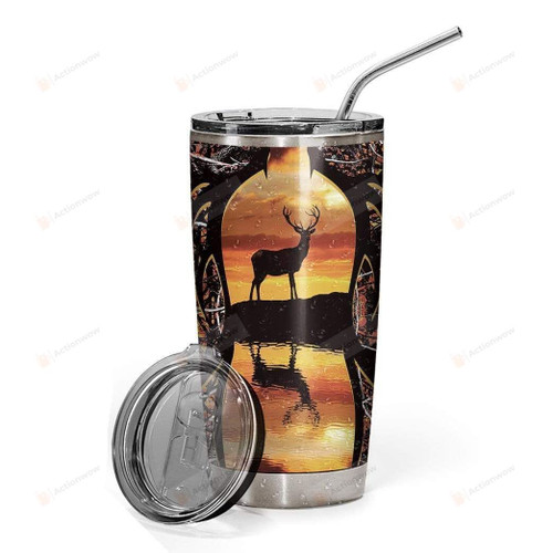 Hunting Deer In The Sunset Stainless Steel Tumbler