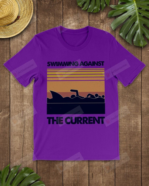Retro Navy Swimming Against The Current Short-Sleeves Tshirt, Pullover Hoodie, Great Gift T-shirt For Thanksgiving Birthday Christmas