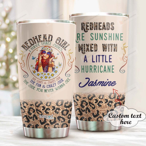 Personalized Redhead Are Sunshine Mixed With A Little Hurricane Stainless Steel Tumbler Cups For Coffee/Tea, Great Customized Gifts For Birthday Anniversary