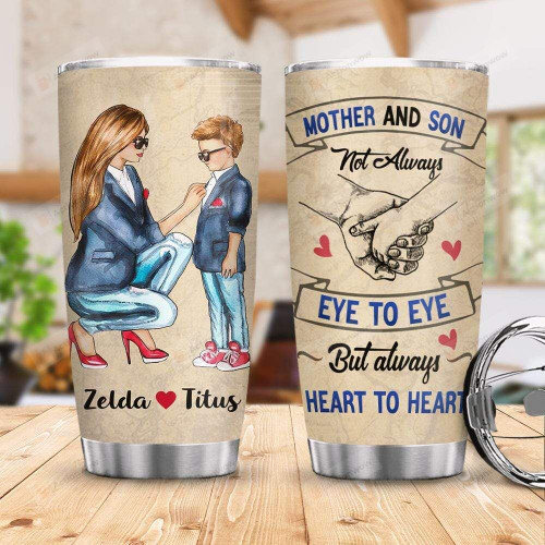 Personalized Custom Name Mother And Son Stainless Steel Tumbler, Tumbler Cups For Coffee Or Tea, Great Gifts For Thanksgiving Birthday Christmas