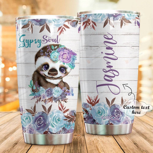 Personalized Sloth Gypsy Soul Custom Name Stainless Steel Tumbler, Tumbler Cups For Coffee/Tea, Great Customized Gifts For Birthday Christmas Thanksgiving