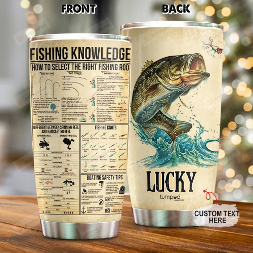 Personalized Fishing Knowledge Custom Name Stainless Steel Tumbler, Tumbler Cups For Coffee/Tea, Great Customized Gifts For Birthday Christmas Thanksgiving