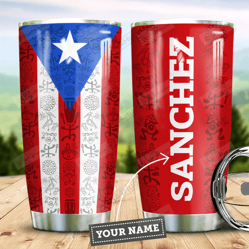 Personalized Puerto Rico Flag Stainless Steel Tumbler, Tumbler Cups For Coffee/Tea, Great Customized Gifts For Birthday Christmas Thanksgiving, Anniversary