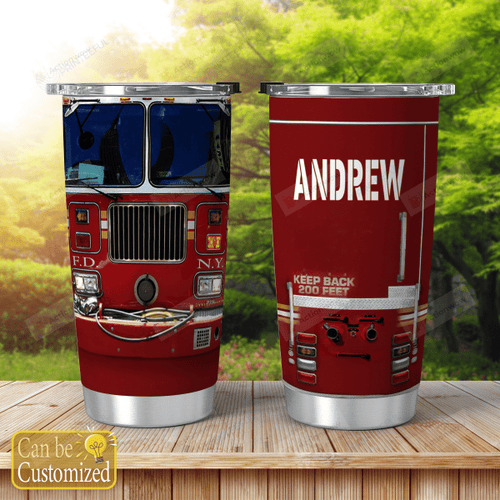 Personalized Firetruck Stainless Steel Tumbler, Tumbler Cups For Coffee/Tea, Great Customized Gifts For Birthday Christmas Thanksgiving