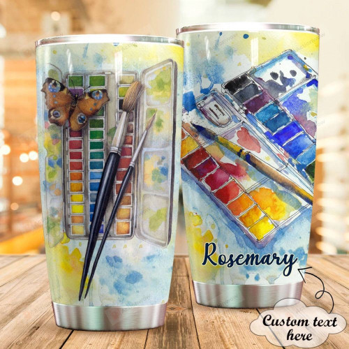Personalized Watercolor Custom Name Stainless Steel Tumbler, Tumbler Cups For Coffee/Tea, Great Customized Gifts For Birthday Christmas Thanksgiving