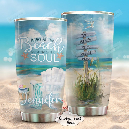 Personalized Beach Stainless Steel Tumbler, Tumbler Cups For Coffee/Tea, Great Customized Gifts For Birthday Christmas Thanksgiving Anniversary