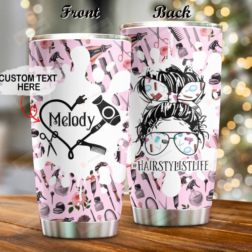 Personalized Hair Stylist Life Custom Name Stainless Steel Tumbler, Tumbler Cups For Coffee/Tea, Great Customized Gifts For Birthday Christmas Thanksgiving