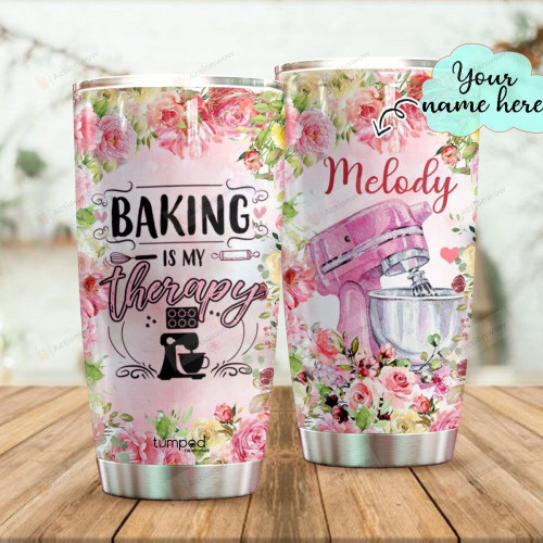 Personalized Baing Is My Therapy Custom Name Stainless Steel Tumbler, Tumbler Cups For Coffee/Tea, Great Customized Gifts For Birthday Christmas Thanksgiving