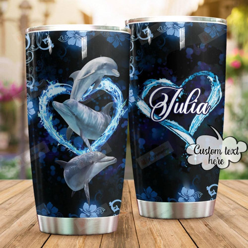 Personalized Dolphins Custom Name Stainless Steel Tumbler, Tumbler Cups For Coffee/Tea, Great Customized Gifts For Birthday Christmas Thanksgiving