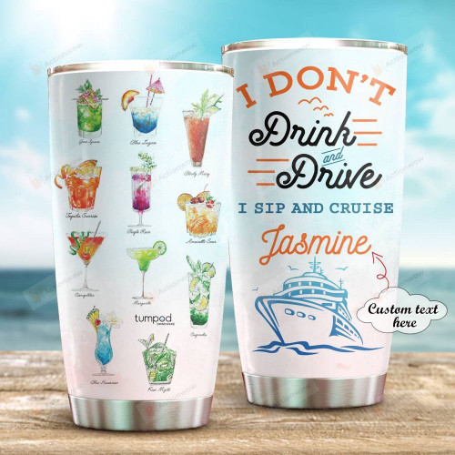 Personalized Drink And Cruise Custom Name Stainless Steel Tumbler, Tumbler Cups For Coffee/Tea, Great Customized Gifts For Birthday Christmas Thanksgiving