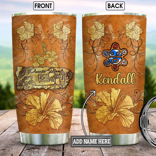 Personalized Hibiscus Puerto Rico Stainless Steel Tumbler, Tumbler Cups For Coffee/Tea, Great Customized Gifts For Birthday Christmas Thanksgiving, Anniversary