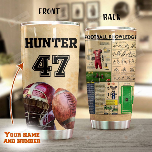 Personalized American Football Knowledge Stainless Steel Tumbler, Tumbler Cups For Coffee/Tea, Great Customized Gifts For Birthday Christmas Thanksgiving Anniversary