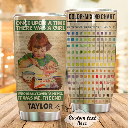 Personalized There Was A Girl Loved Painting Custom Name Stainless Steel Tumbler, Tumbler Cups For Coffee/Tea, Great Customized Gifts For Birthday Christmas Thanksgiving