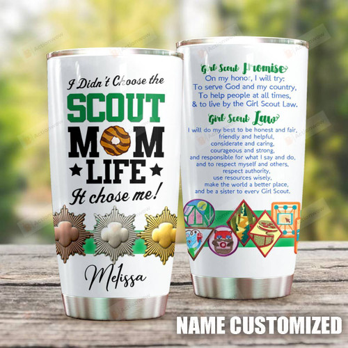 Personalized Scout Mom Life Custom Name Stainless Steel Tumbler, Tumbler Cups For Coffee/Tea, Great Customized Gifts For Birthday Christmas Thanksgiving