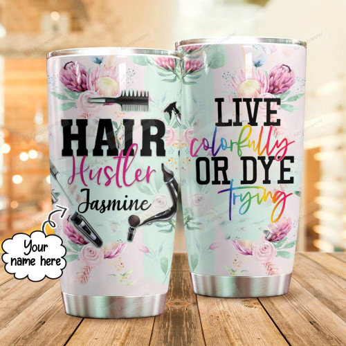 Personalized Hair Hustler Custom Name Stainless Steel Tumbler, Tumbler Cups For Coffee/Tea, Great Customized Gifts For Birthday Christmas Thanksgiving