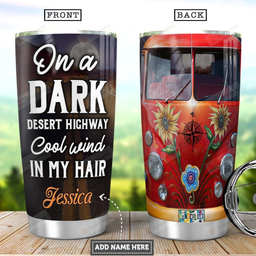 Personalized Hippie Van Tumbler Cup On A Dark Desert Highway Stainless Steel Insulated Tumbler 20 Oz Perfect Gifts For Hippie Lovers  Great Customized Gifts For Birthday Christmas Thanksgiving
