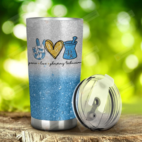 Pharmacy Peace Love Stainless Steel Tumbler, Tumbler Cups For Coffee/Tea, Great Customized Gifts For Birthday Christmas Thanksgiving