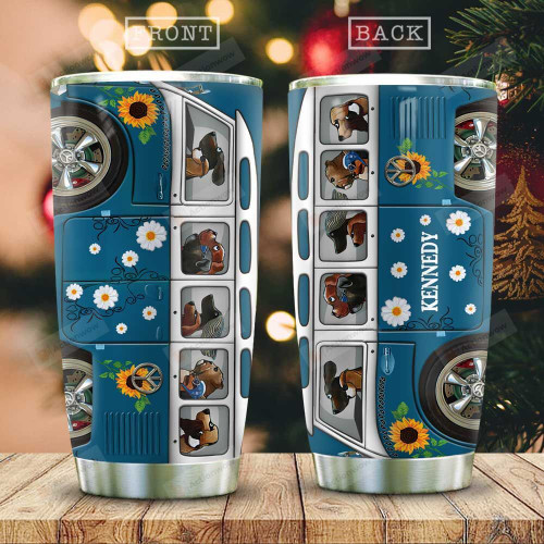 Blue Royal Hippie Van Dogs Personalized Tumbler Cup Stainless Steel Vacuum Insulated Tumbler 20 Oz Great Customized Gifts For Birthday Christmas Thanksgiving Coffee/ Tea Tumbler With Lid