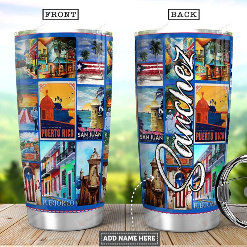 Personalized Puerto Rico Picture Tumbler Cup Puerto Rican Flag Stainless Steel Vacuum Insulated Tumbler 20 Oz Great Customized Gifts For Birthday Christmas Thanksgiving Coffee/ Tea Tumbler