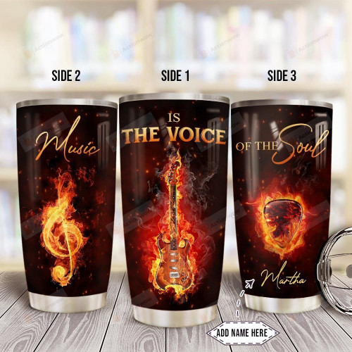 Personalized Electric Guitar Music Is The Voice Of My Soul Stainless Steel Tumbler, Tumbler Cups For Coffee/Tea, Great Customized Gifts For Birthday Christmas Thanksgiving