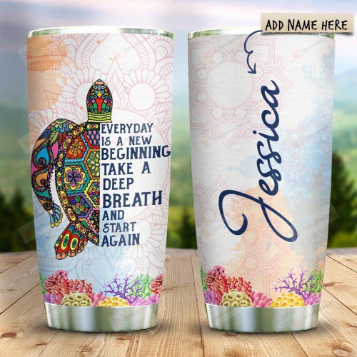 Personalized Sea Turtle Mandala Stainless Steel Tumbler, Tumbler Cups For Coffee/Tea, Great Customized Gifts For Birthday Christmas Thanksgiving, Anniversary