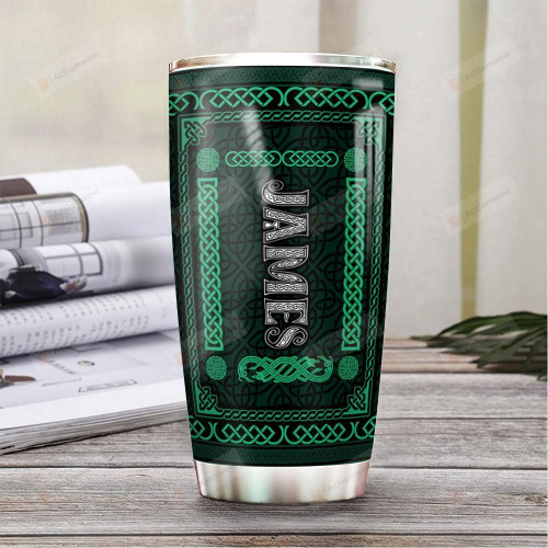 Personalized Celtic Clover Pattern Stainless Steel Tumbler, Tumbler Cups For Coffee/Tea, Great Customized Gifts For Birthday Christmas Thanksgiving