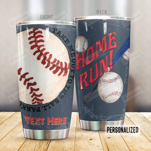 Personalized Baseball Tumbler Home Run Custom Name Gifts For Baseball Players Baseball Lovers  20 Oz Sport Bottle Stainless Steel Vacuum Insulated Tumbler
