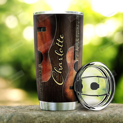 Personalized Acoustic Guitar Tumbler The Lord Is My Strength And My Song Tumbler Cup Stainless Steel Tumbler, Tumbler Cups For Coffee/Tea, Great Customized Gifts For Birthday Christmas
