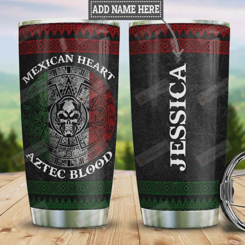 Personalized Mexican Heart Aztec Blood Tumbler Cup Stainless Steel Tumbler, Tumbler Cups For Coffee/Tea, Great Customized Gifts For Birthday Christmas