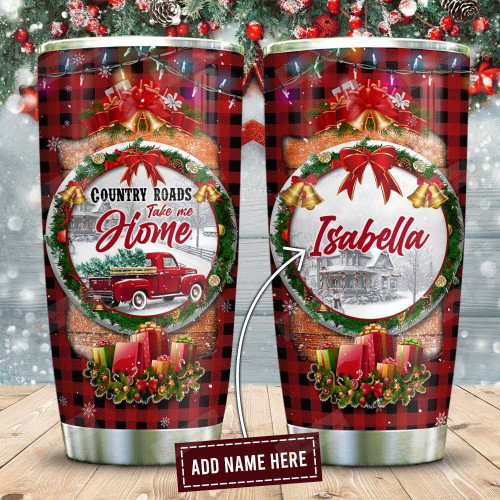 Red Truck Country Road Take Me Home Personalized Tumbler Cup Stainless Steel Vacuum Insulated Tumbler 20 Oz Best Christmas Gifts Birthday Gifts Tumbler For Coffee/Tea With Lid