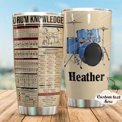 Personalized Drum Knowledge Custom Name Stainless Steel Tumbler, Tumbler Cups For Coffee/Tea, Great Customized Gifts For Birthday Christmas Thanksgiving