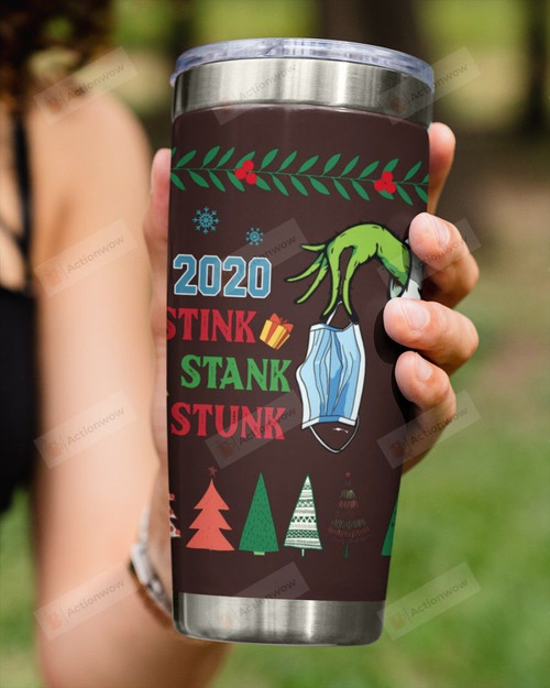 Personalized Custom Date, Stink Stank stunk, Dropping Face Mask Stainless Steel Tumbler Cup For Coffee/Tea
