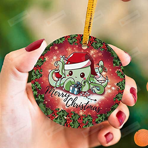 Merry Christmas Cute Little Octopus Ornament Holidays Christmas Decoration Gifts for Friends Animal Lover Family