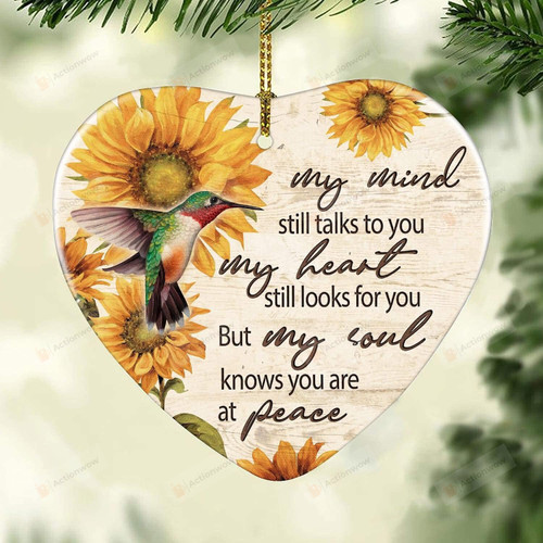 Hummingbirds Sunflower My Mind Still Talks To You Ornament In Heaven Ornament Memorial Gifts Ornament Car Hanging Ornament Hanging Decoration Merry Christmas Ornament
