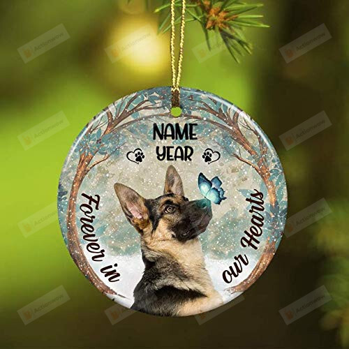 Personalized Forever In Our Hearts German Shepherd Dog Memorial Christmas Ornament Gifts Idea For Dog Lover Dog Owner