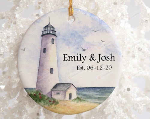 Customized Lighthouse Ornament His And Her Ornament Tree Hanging Decoration For New Couple Bestfriend From Colleague Friend On Christmas Wedding Decoration