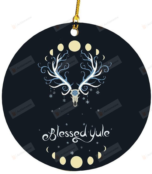 Blessed Yule Horned Skull Dear Ornament Wicca Pagan Ornament