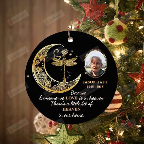 Personalized Dragonfly Moon Because Someone We Love Is In Heaven Ornament Memorial Ornament Memorial Gift Car Hanging Ornament Hanging Decoration