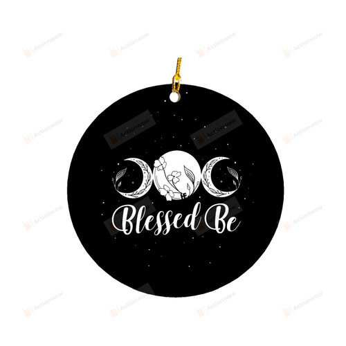 Merry Yule Ornament - Blessed Be Triple Moon Wicca Pagan Witch Women Ornament