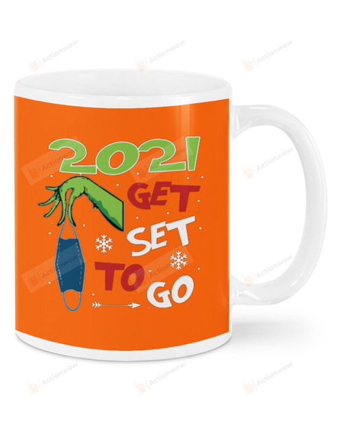 2021 Get Set To Go, Dropping The Mask, Snowflake Christmas, Grinch's Hand Mugs Ceramic Mug 11 Oz 15 Oz Coffee Mug