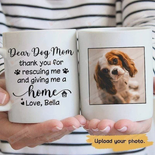 Personalized Dog Dear Dog Mom Thank You For Rescuing Me For Mom Ceramic Mug Great Customized Gifts For Birthday Christmas Thanksgiving Mother's Day 11 Oz 15 Oz Coffee Mug