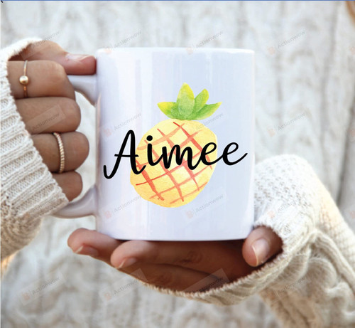 Personalized Pineapple Mug Custom Name For Niece Nephew Kids Daughter From Aunt Uncle Grandparents Godmother On Back To School Christmas Thanksgiving Valentine