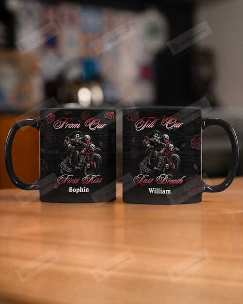 Personalized Motorcycling First Kiss Last Breath, Couple Mugs Ceramic Mug 11 Oz 15 Oz Coffee Mug