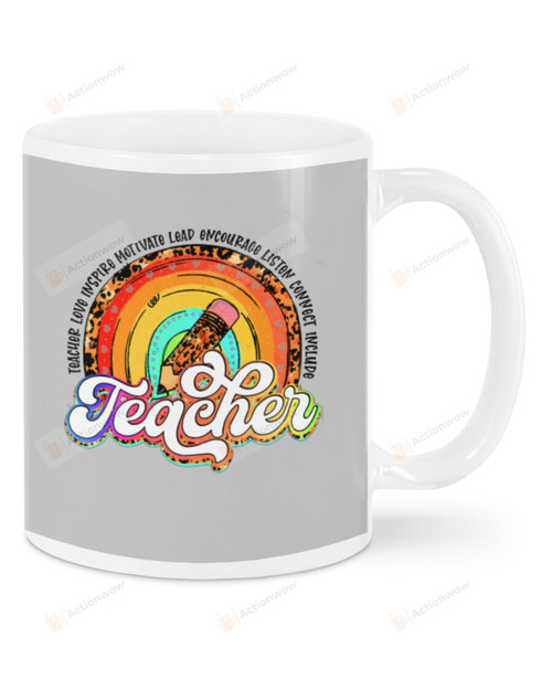 Teacher Love Inspired Motivated Load Encourage Pencil Mugs Ceramic Mug 11 Oz 15 Oz Coffee Mug