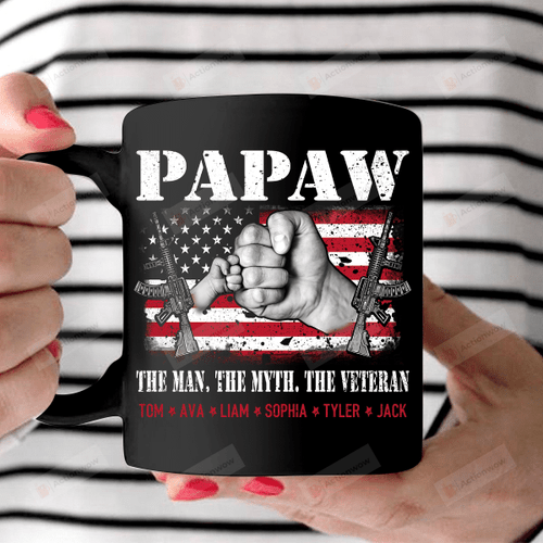 Personalized Papaw - The Man The Myth The Veteran Black Mugs Ceramic Mug 11 Oz 15 Oz Coffee Mug