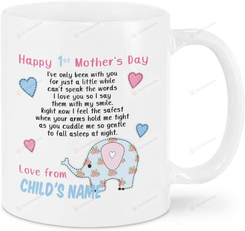 Happy First Mother's Day Elephant Baby Coffee Mug, Color Changing Mug, Personalized Gifts For Women, Mom, Grandma On Xmas, Birthday