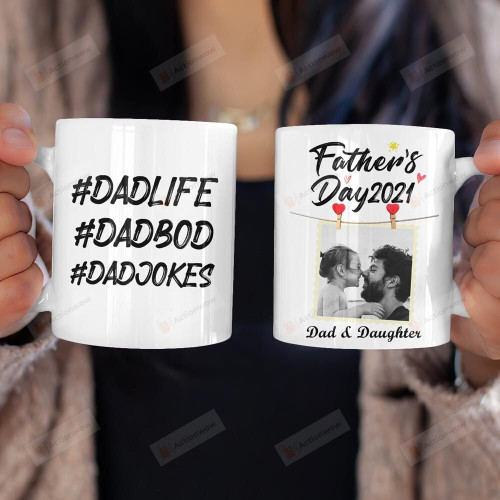 Personalized  Father's Day 2021 Dad And Daughter Custom Photo White Mugs Ceramic Mug Great Customized Gifts For Birthday Christmas Thanksgiving Father's Day 11 Oz 15 Oz Coffee Mug