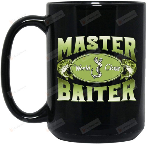 Master World Class Baiter, Fishing Mug, Funny Fathers Day Mug, Fathers Day, Bass Fish, Gifts Idea 15oz Ceramic Coffee Mug