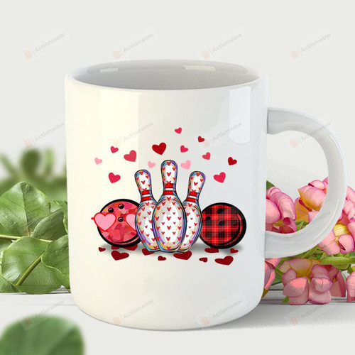 Love Playing Bowling Valentine Mug, Happy Valentine's Day Gifts For Couple Lover ,Birthday Ceramic Coffee Mug 11-15 Oz