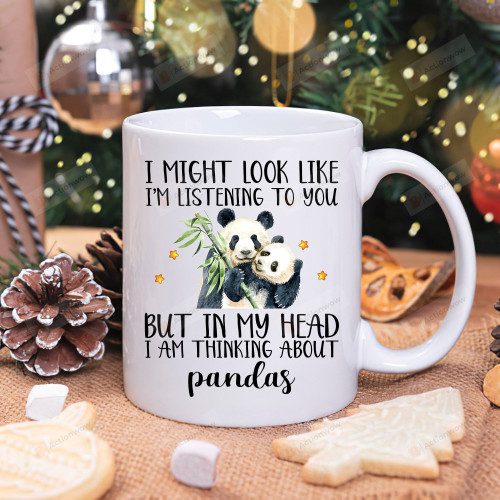 I Might Look Like I'm Listening To You Pandas White Mugs Ceramic Mug Gifts For Panda Lovers Panda Couple 11 Oz 15 Oz Coffee Mug